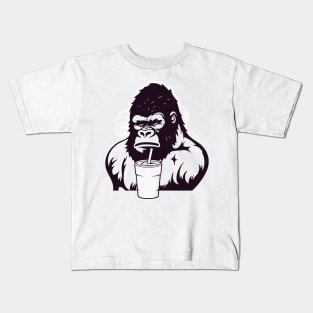 Protein Gym Shake Funny Gorilla Boost Strength Limits Kids T-Shirt